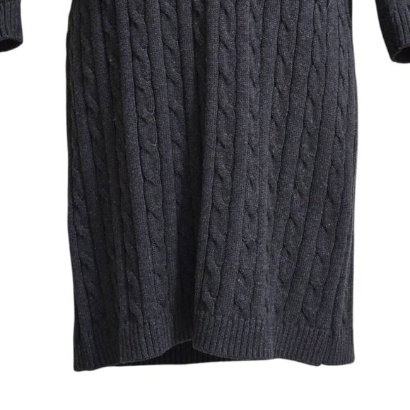 Calvin Klein Gray Faux Wrap Shawl Collar Cable Knit Sweater Dress Sz M - Picture 6 of 8